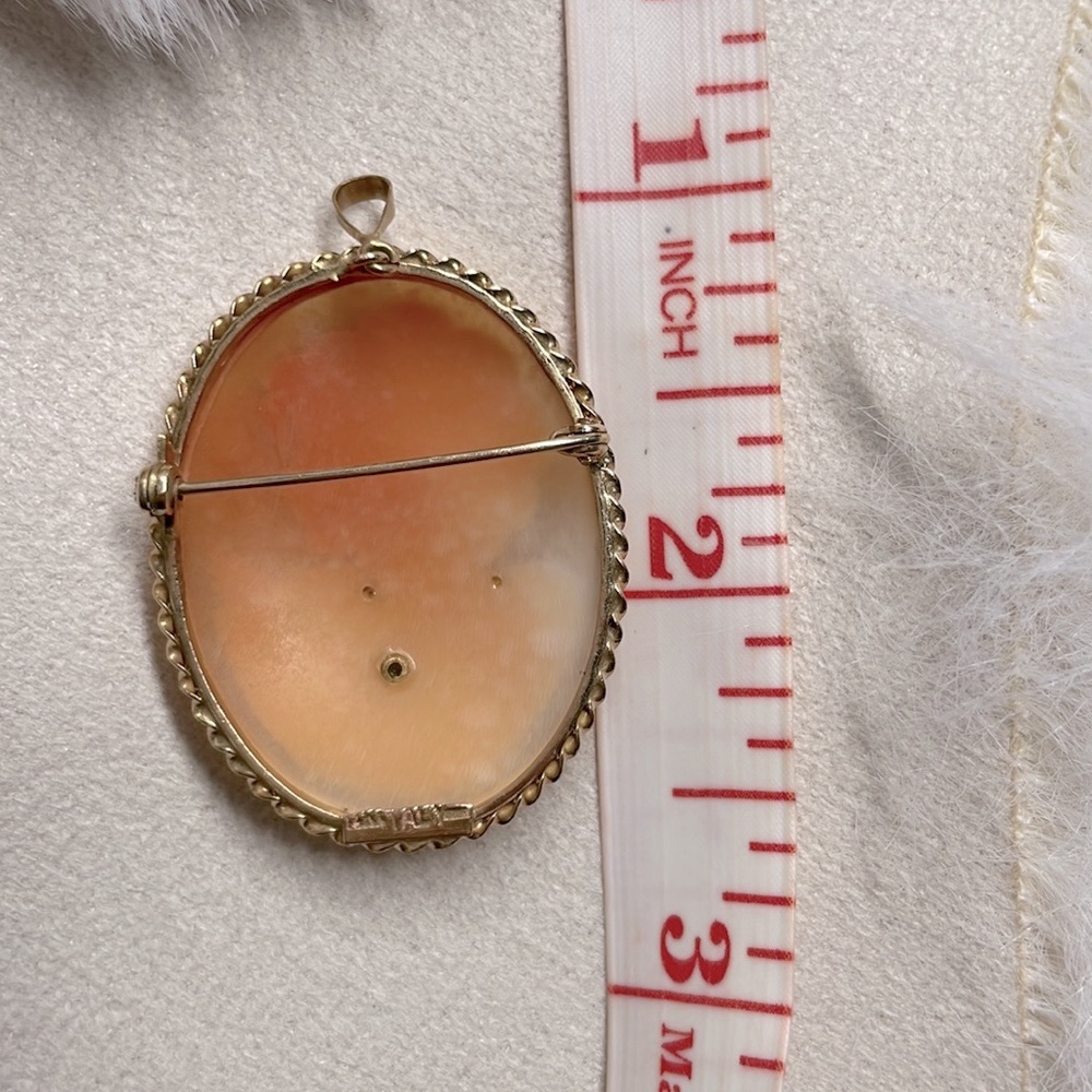 14K Gold Vintage Italian Cameo Pendant and Brooch - Picture 11 of 11